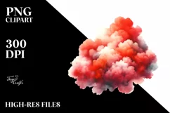 Colorful Redish Watercolor Cloud | Sublimation Clipart Product Image 1