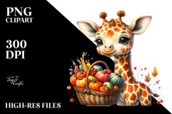 Quirky Baby Giraffe with Autumn Vegetables | Clipart Product Image 1