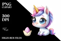 Expressive Baby Unicorn Face PNG Product Image 1