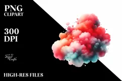 Colorful Redish Watercolor Cloud | Sublimation Clipart Product Image 3