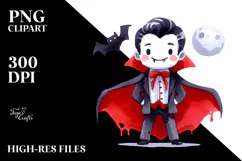 Funny Halloween Clipart with Vampire PNG Product Image 2