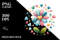 Colorful Watercolor Digital Painting with Simple Boho Flower Product Image 2