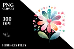 Colorful Watercolor Digital Painting with Simple Boho Flower Product Image 2