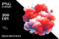 Colorful Redish Watercolor Cloud | Sublimation Clipart Product Image 1