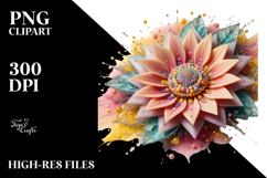Abstract 3D Looking Pastel Plastic Sunflower, High-Res PNG Product Image 2