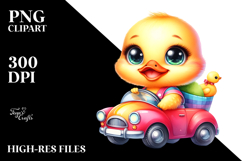 Cute Smiling Baby Duck in Baby Car, PNG Product Image 2