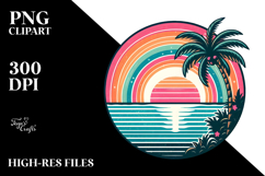 Retro Tropical Rainbow Sunset PNG Product Image 2