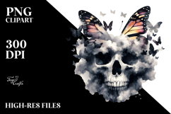 Grungy Skull Butterfly with Cloud of Dust,Transparent PNG Product Image 2