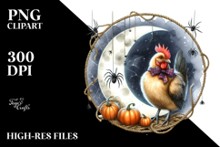 Chicken in Halloween Costume, Whimsical Watercolor PNG Product Image 2