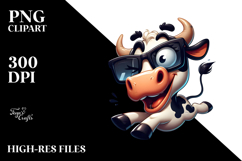 Watercolor Cow with Party Hat, High-Res PNG Product Image 2