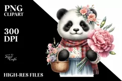 Watercolor Boho Cute Baby Panda|Clipart Product Image 3