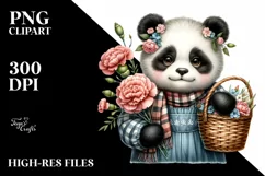Watercolor Boho Cute Baby Panda|Clipart Product Image 3