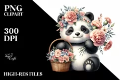 Watercolor Boho Cute Baby Panda|Clipart Product Image 1
