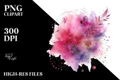 Colorful Magenta Watercolor Background Metalic Insertions | Product Image 3