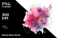 Colorful Magenta Watercolor Background Metalic Insertions | Product Image 3