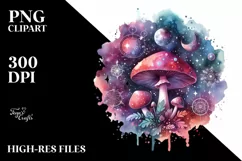 Colorful Magical Mushroom | Sublimation | Clipart Product Image 1