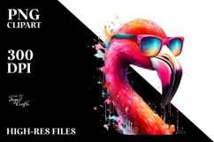 Colorful Flamingo Summer Sunglasses Clipart Product Image 1