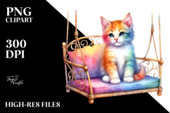 Colorful Kitten Swing Chair | Sublimation | Clipart Product Image 2