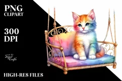 Colorful Kitten Swing Chair | Sublimation | Clipart Product Image 1
