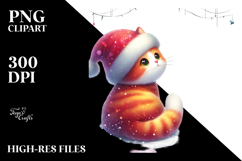 Christmas Cat in Pastel Colors, Transparent PNG Product Image 2