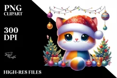 Colorful Christmas Cat Png Product Image 3