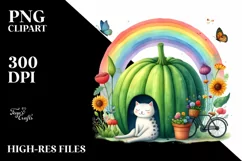 Colorful Flower Scene | Rainbow Butterfly Bike Illustration Product Image 1