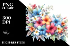 Washed Colorful Hawayan Flowers | Sublimation | Clipart Product Image 1