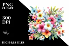 Washed Colorful Hawayan Flowers | Sublimation | Clipart Product Image 1
