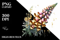 Shiny Foxglove Watercolor Sticker Clipart Product Image 3