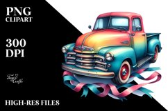 Vibrant Pickup Truck Clipart,Ribbons | Sublimation | Clipart Product Image 1