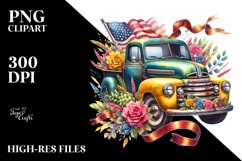 Vibrant Pickup Truck Clipart,Ribbons | Sublimation | Clipart Product Image 1