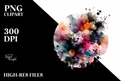 Colorful Black Watercolor Background Stains | Sublimation Product Image 3