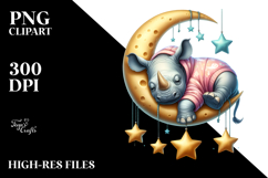 Vibrant Baby Rhino Sleeping on the Moon Product Image 2