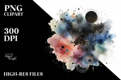Colorful Black Watercolor Background Stains | Sublimation Product Image 3