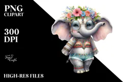 Whimsical Baby Elephant with Beachwear, PNG Product Image 2