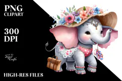 Whimsical Baby Elephant with Beachwear, PNG Product Image 2