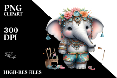 Whimsical Baby Elephant with Beachwear, PNG Product Image 2