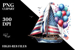 Vintage Sailboat with Balloons, PNG Product Image 2