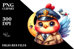 Smiling Baby Rooster Detective PNG Product Image 2