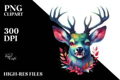 Colorful Deer Vampire Fangs | Sublimation | Clipart Product Image 2