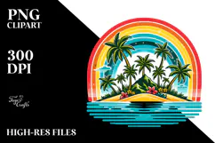 Retro Tropical Island Rainbow, 20 oz Tumbler Product Image 2