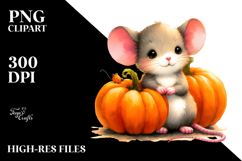 Cute Baby Mouse with Pumpkin | Sublimation | Clipart Product Image 2