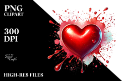 Red Glossy Heart on Splashy Background Product Image 1