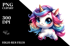 Running Unicorn with Cool Haircut PNG Product Image 2