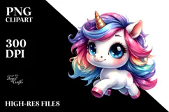 Running Unicorn with Cool Haircut PNG Product Image 2