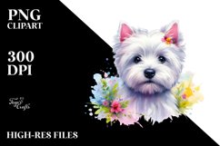 Cute Vibrant West Highland White Terrier Watercolor Clipart Product Image 3