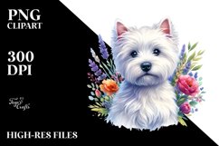 Cute Vibrant West Highland White Terrier Watercolor Clipart Product Image 3