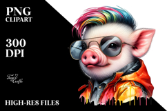 Cute Baby Pig Model with Cool Haircut PNG Product Image 2