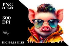 Cute Baby Pig Model with Cool Haircut PNG Product Image 2