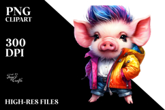 Cute Baby Pig Model with Cool Haircut PNG Product Image 2